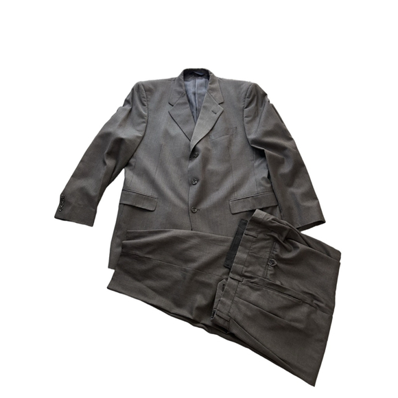 Burberry Other - Burberry London Brown Gray Pinstripe Wool Suit 44R